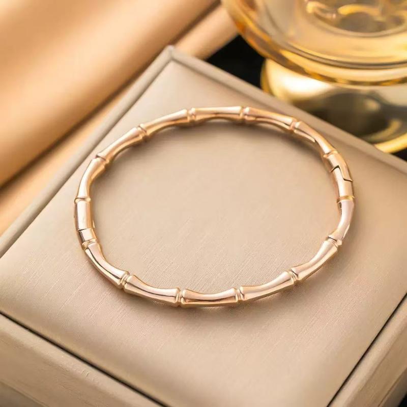 Stylish Colorful Bamboo Joint Bangle Stainless Steel Enamel Bracelet Non-Fading Simple Stainless Steel Bangle Trendy