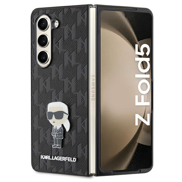 Karl Lagerfeld KLHCZFD5SAPKINPK Z Fold5 F946 hardcase black/black Saffiano Monogram Ikonik Pin