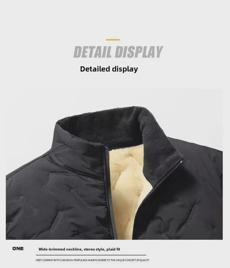 Men's Thick Lamb Fleece Winter Jacket for Middle-Aged Dads