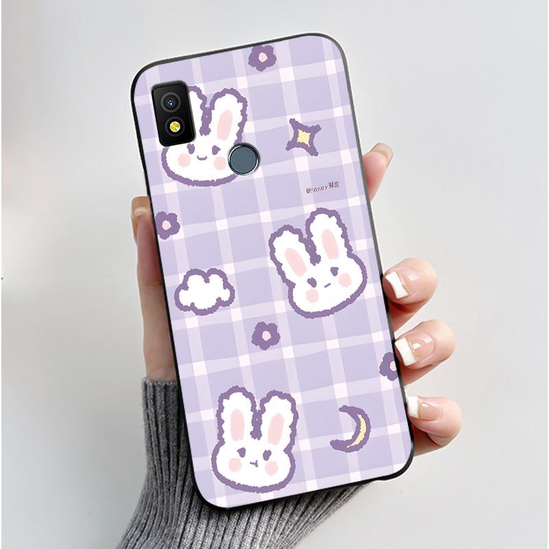 For Cricket Icon 4 Case Luxury Cute Love Rabbit Funny Black TPU Soft Silicone Protective Phone Case for Cricket Icon4 Back Cover