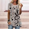 Женская летняя бежевая футболка с лунным принтом больших размеров, удобная футболка с короткими рукавами и круглым воротником, повседневные мешковатые футболки средней длины