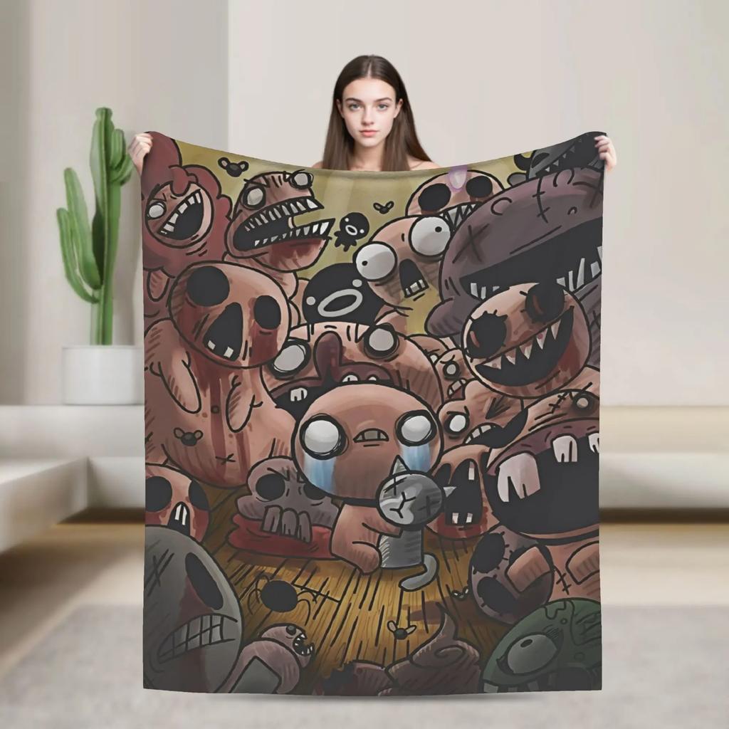 The Binding of Isaac Knitted Fleece Blanket UltraSoft Throw for Couch Home or Portable Use Indie Video Game Inspired Quilt