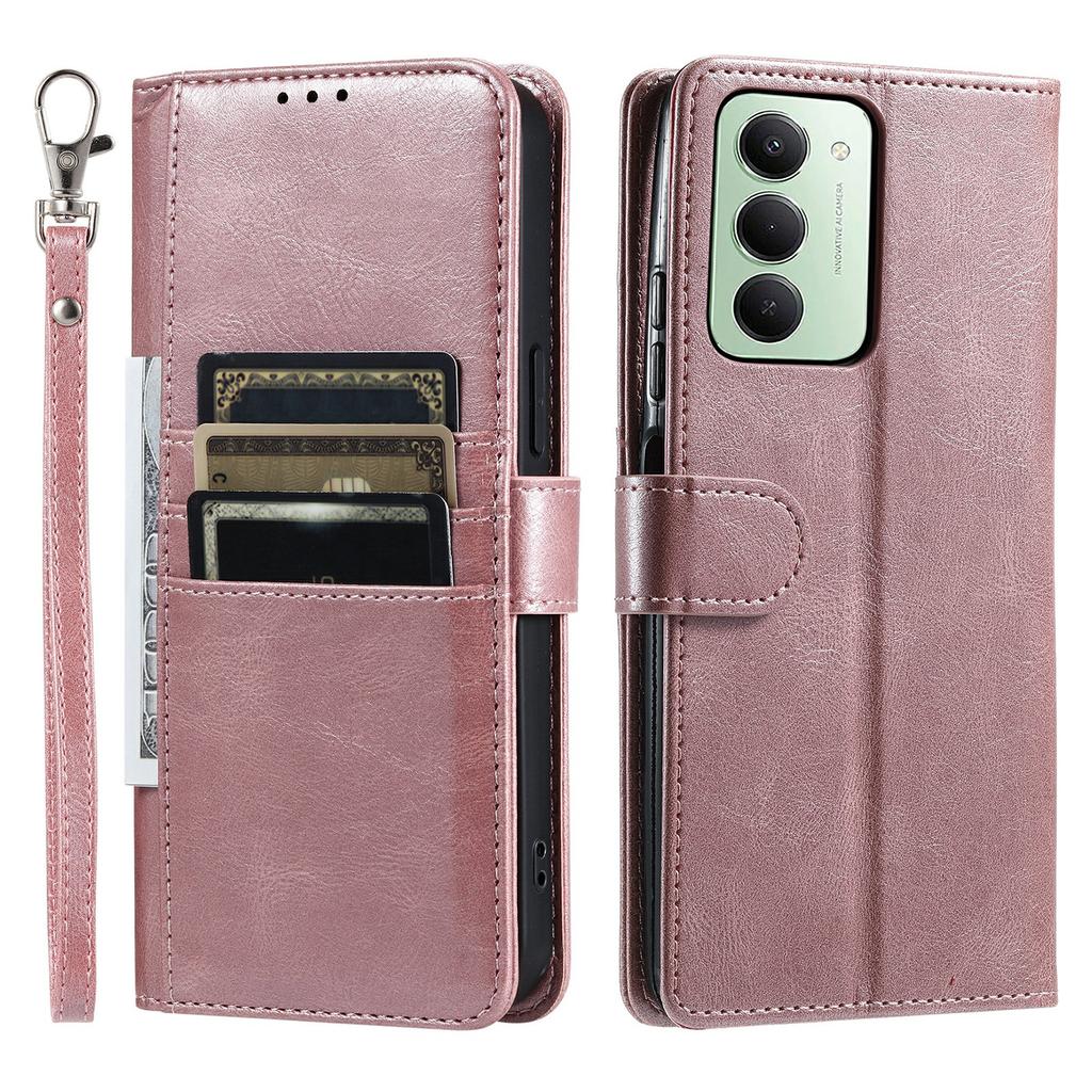 For Xiaomi Redmi 15 5G (EU) (171mm)/4G (EU) (171mm) Case 6 Card Slots PU Leather Anti-Fall Phone Cover with Wrist Strap