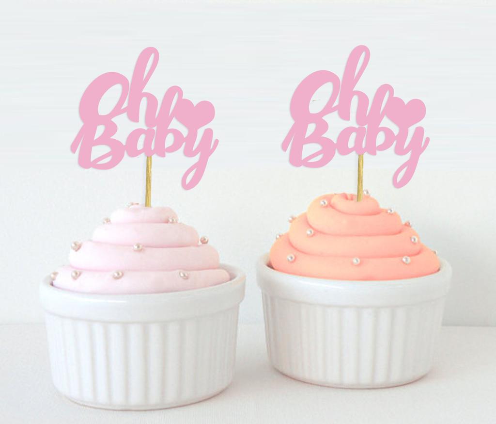 Darling Souvenir, Oh Baby Cupcake Toppers, украшения для детского душа для десерта - Pack Of