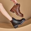 Small Size Brushed Retro Genuine Leather Women's Lace Up Casual Female Boots Platform Height Increasing Insole Women's Shoes