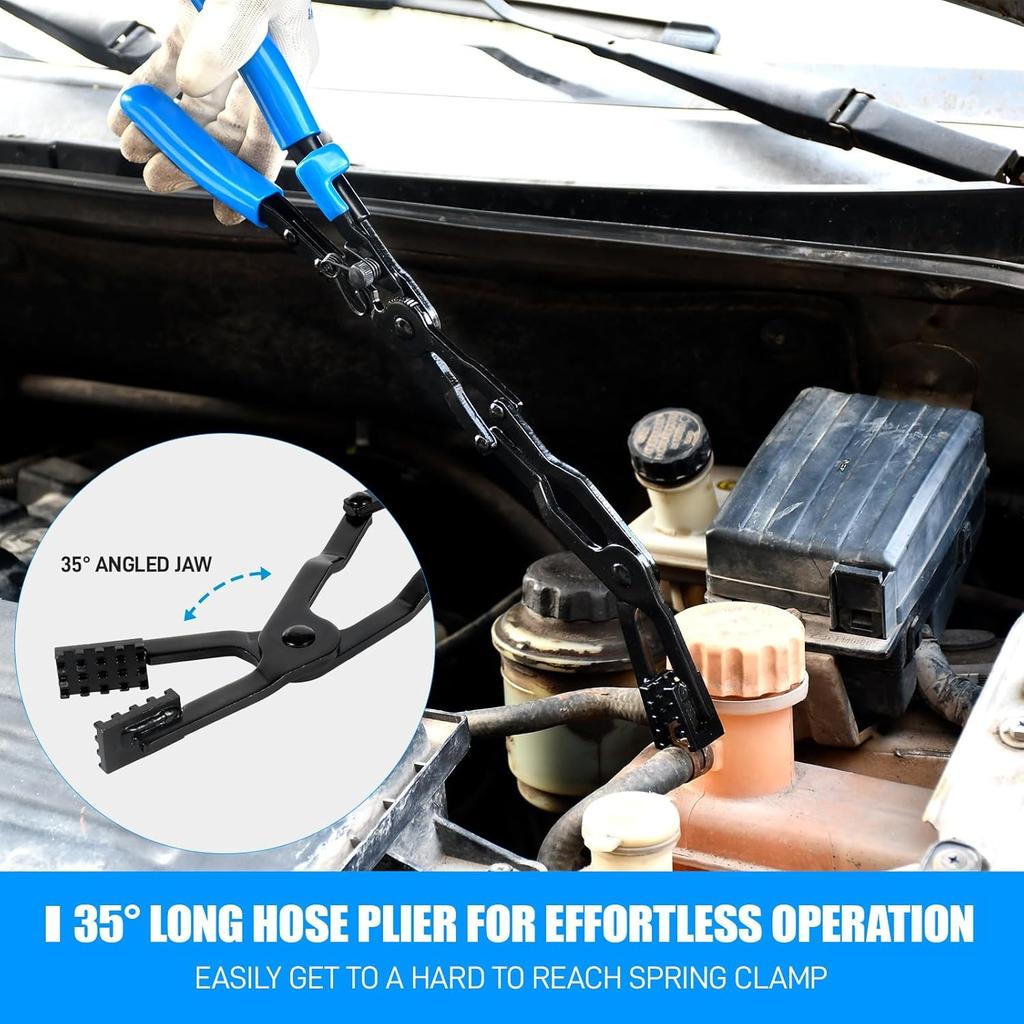 Long Reach Hose Clamp Pliers with Locking Mechanism, Extra Long Reach Hose Clamp Pliers for Hard-to-Reach Hoses