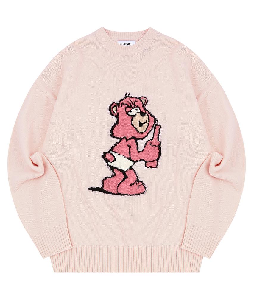 BLOND9 Pink Grumpy Bear Sweater_Pitch Pink