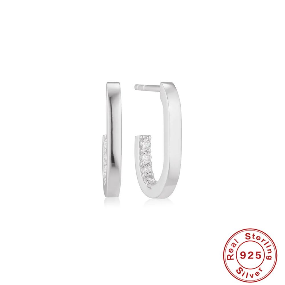 Серьги из стерлингового серебра S925, простые, модные, атмосферные, геометрические, с бриллиантовой инкрустацией, серьги, серьги, серьги, серьги