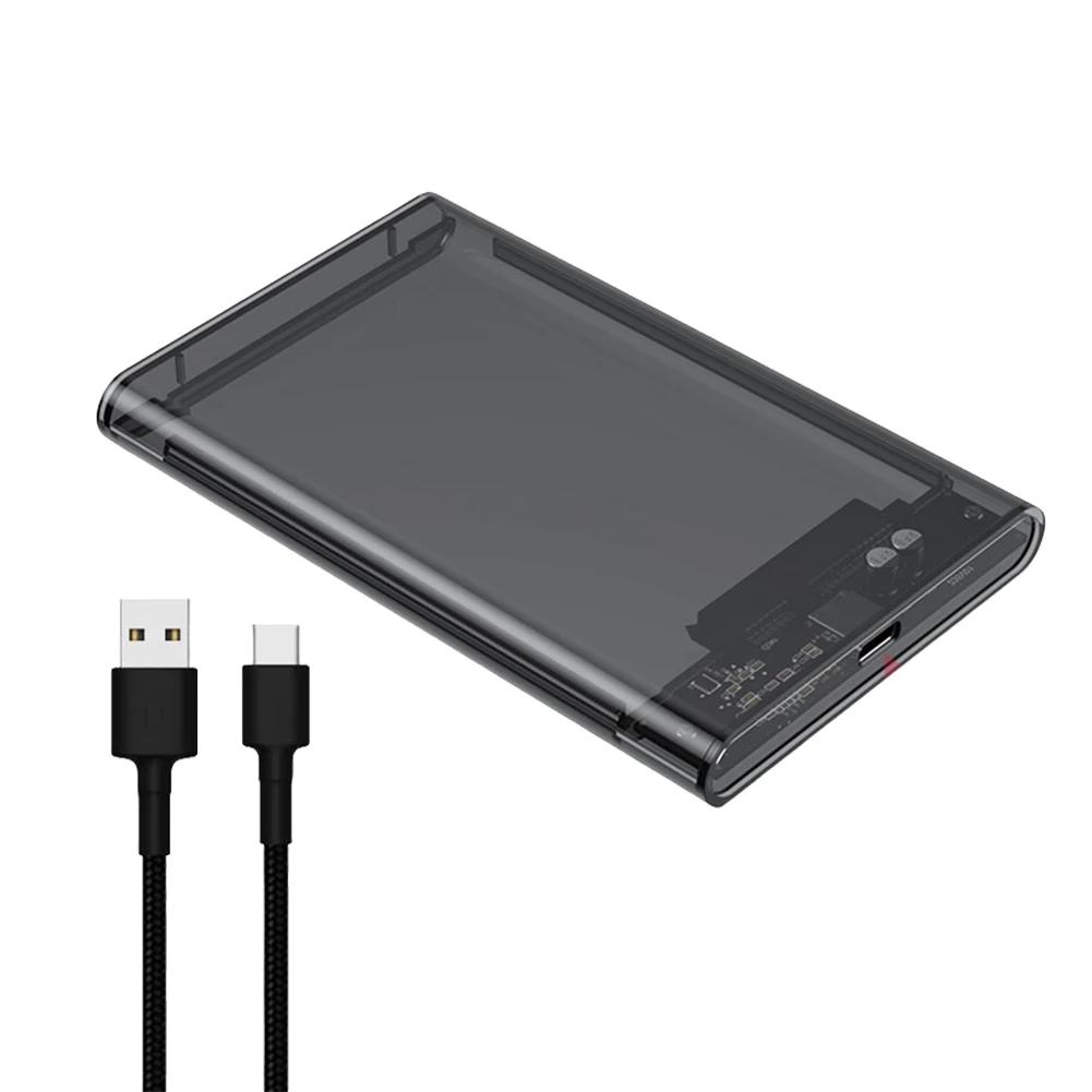 USB Type C Корпус для HDD SSD Портативный Прозрачный Внешний Жесткий Диск Кейс 2.5 Дюйма SATA Бокс для MacBook ПК Компьютера