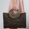 Yogodlns Straw Handbag Women New Straw Beach Bag Hand-Woven Simple Wild Summer Vacation Travel Trend Retro Casual Rattan Bag