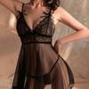 Сетчатая Сексуальная Одежда Кружевная Юбка Прозрачное Сексуальное Белье Платье Модный Бант Глубокий V Кружевная Юбка Дом