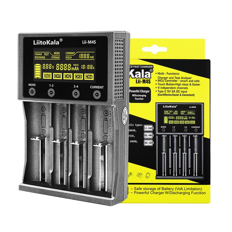 LiitoKala Lii-M4S 18650 ЖК-дисплей Многофункциональное Зарядное устройство для аккумуляторов 3,7 В 1,2 В 26650 21700 14500 18350 17500 AA AAA И Других