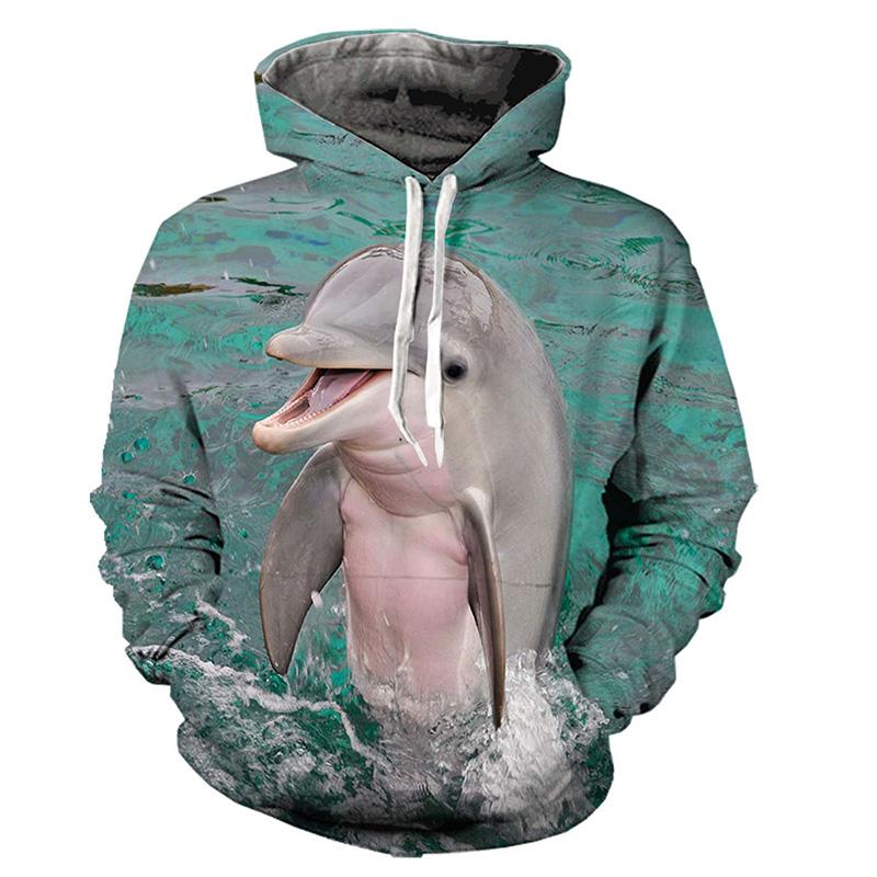 Толстовки с дельфинами Kawaii Animal 3D Print для мужчин и женщин, с капюшоном, свободные свитера Harajuku, спортивные костюмы Y2k, топы, детская одежда