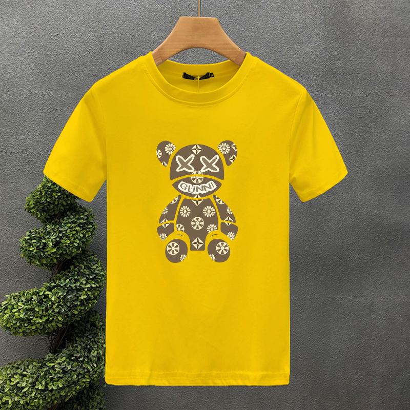 New Design High Quality Luxury Brand Bear Printing Clothing T-Shirt Harajuku 100% Cotton For Men's O-Neck Short Sleeve Top Tees