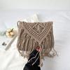Fashion Cotton Woven Hollow Shoulder Crossbdoy Bags Female Summer Beach Bag Travel Small Tassel Handbag