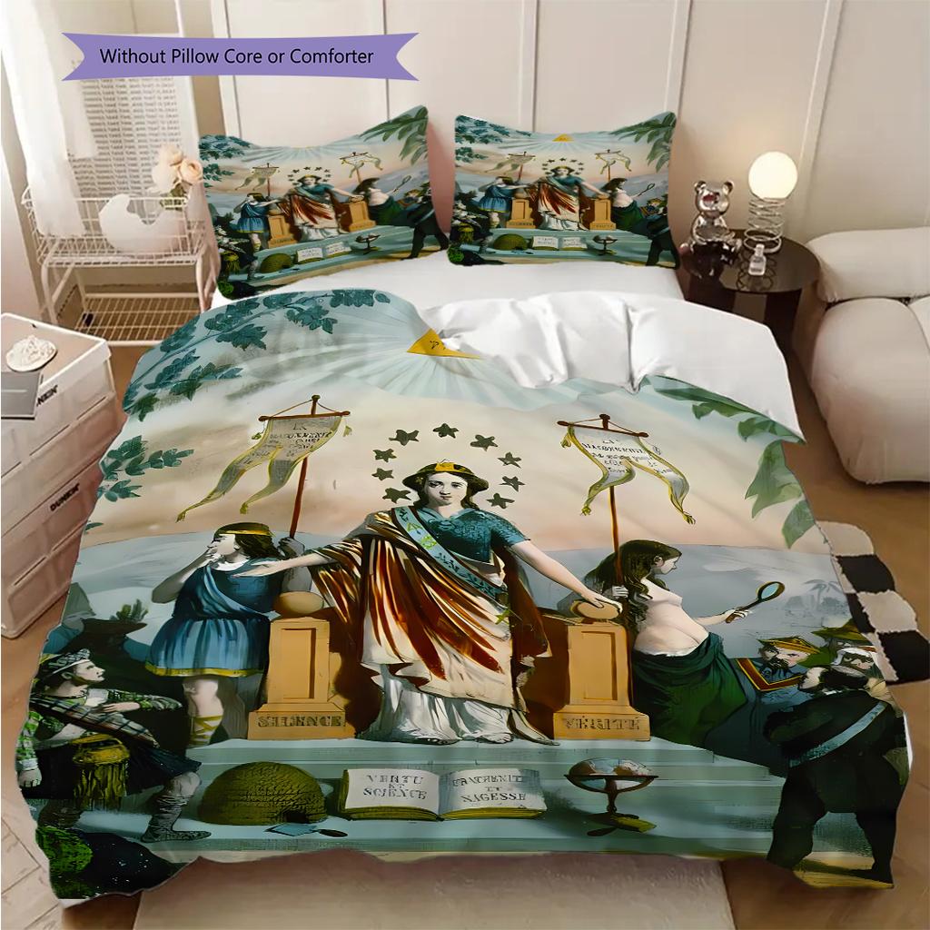 Modern Freemasonry bedding, duvet cover, pillowcase, home decoration, birthday gift (1 * duvet cover+2 * pillowcase, coreless)