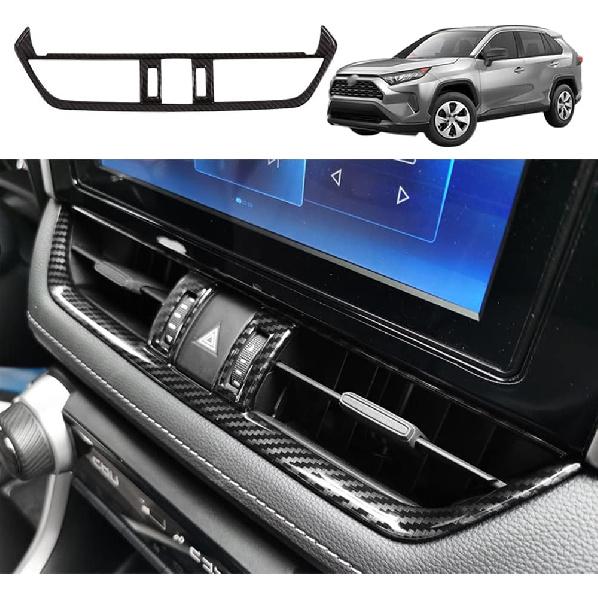 for Toyota RAV4 ABS Carbon Fiber Center Console Cup Holder Frame Trim Panel Cover Decoration for Toyota RAV4 2019 2020 2021 2022 Interior