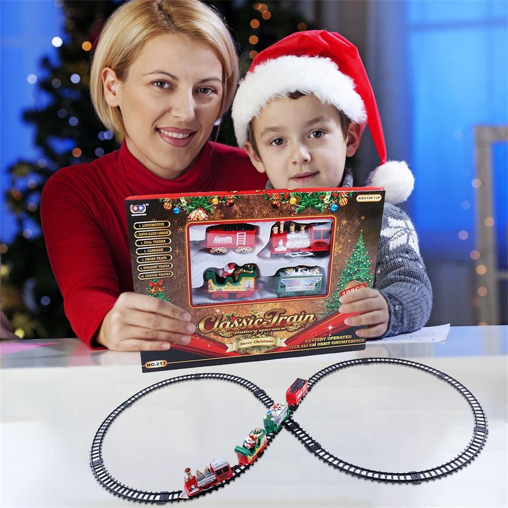 Christmas Realistic Electric Train Set,Easy To -emble & Safe For Kids Gift & Party Home Xmas Tree Decoration