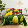 Tulip Bed Sheets Set With Pillows Case Flowers Bedsheet With Pillowcase 2 Pcs 3Pcs For Single Double Beds King Full Twin Size