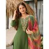 Women's Rayon Embroidered Straight Kurta with Pant And Dupatta Sets
