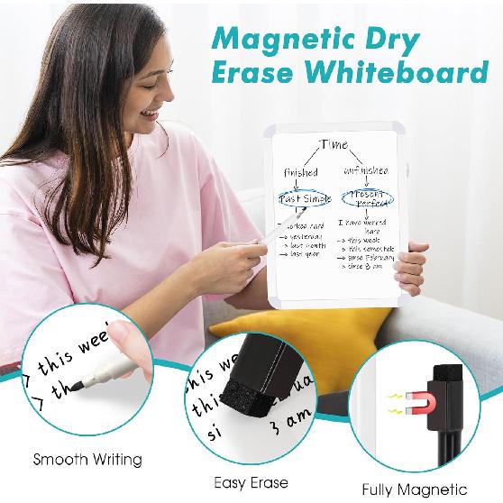 WALGLASS Small Dry Erase Whiteboard, 8.5" x 11" Magnetic White Board for Wall, Fridge, Locker, Portable Mini White Board for Kids, Students, Hang or