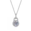 D Color 1ct Moissanite Lock Pendant Necklace Simple Versatile Chain Women