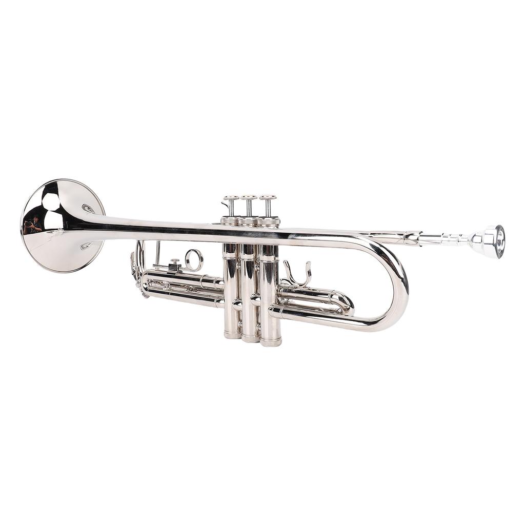 Bb Trumpet Set Silver Bright Sound Flexible Keys Brass Phosphor Copper Trumpet Set for Beginner Students