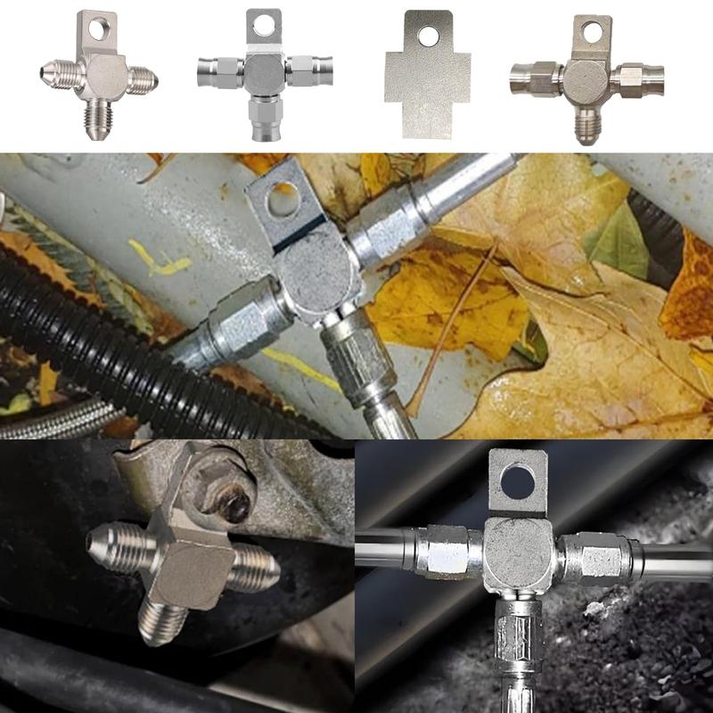 AN3 To AN3 Brake Hose T Adapter Male Brake Tee Block Stainless Steel Brake Fitting Female Universal Motorcycle Brake Hose End