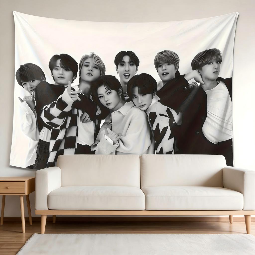 1pc SKZ KPop Tapestry Member Portraits Dynamic Poses Wall Decor Kpop Fan Gift for Bedroom Dorm