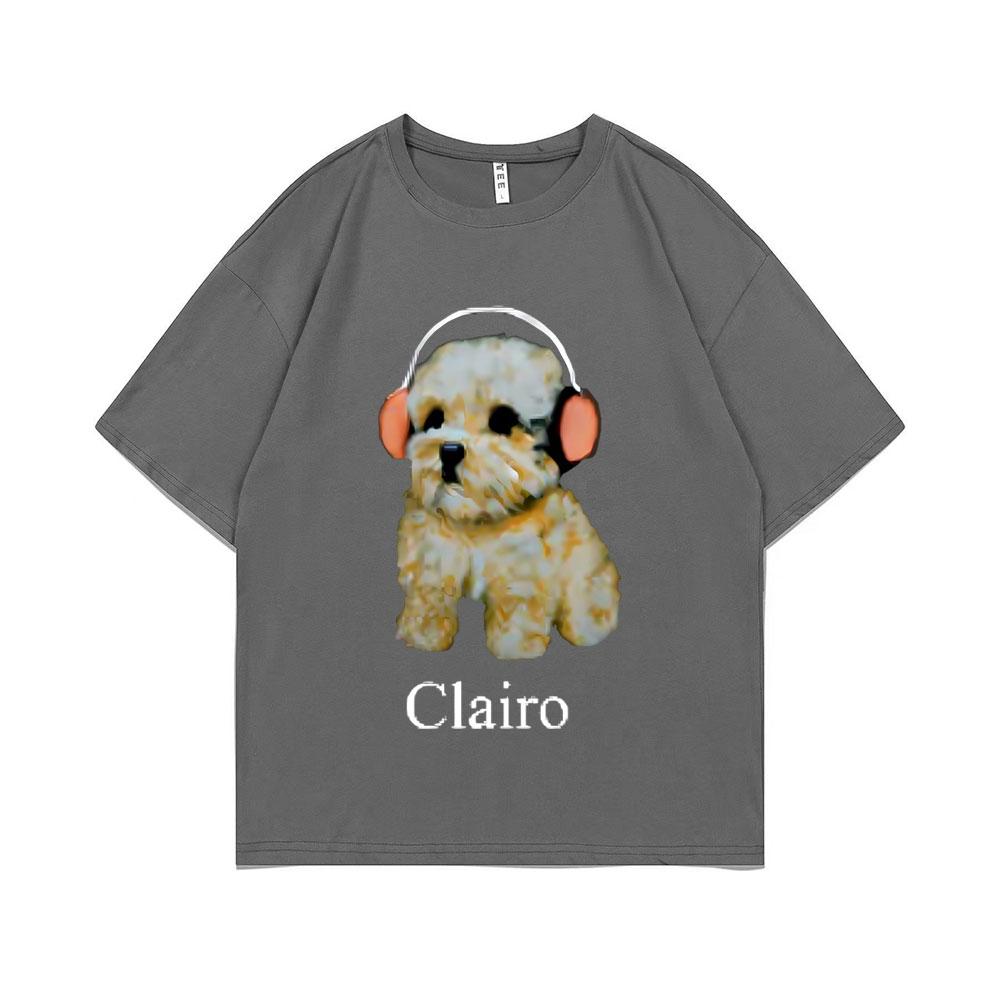Clairo Собака Щенок Наушники Графический Принт Футболка Летняя Мужская Мода Оверсайз Уличная Одежда Унисекс Женская Милая Кавайная Футболка Топы