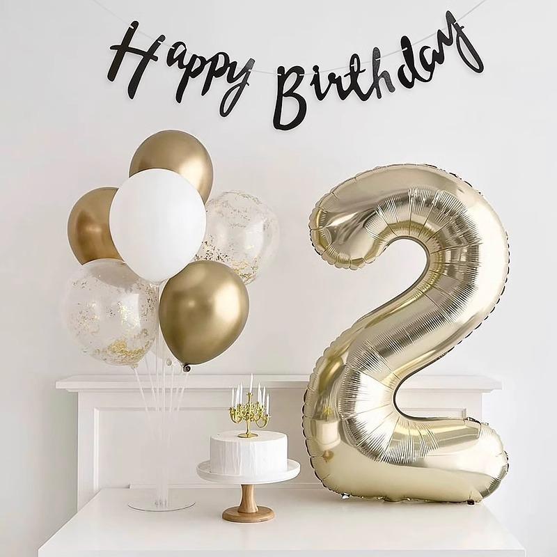 40-Inch Platinum Digital Balloon Props Girl Baby Year-Old Ceremony Sense Photo Background Arrangement