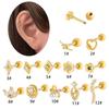 Henson Copper Zirconia Geometric Flower Earrings Stainless Steel Cartilage Piercing Studs