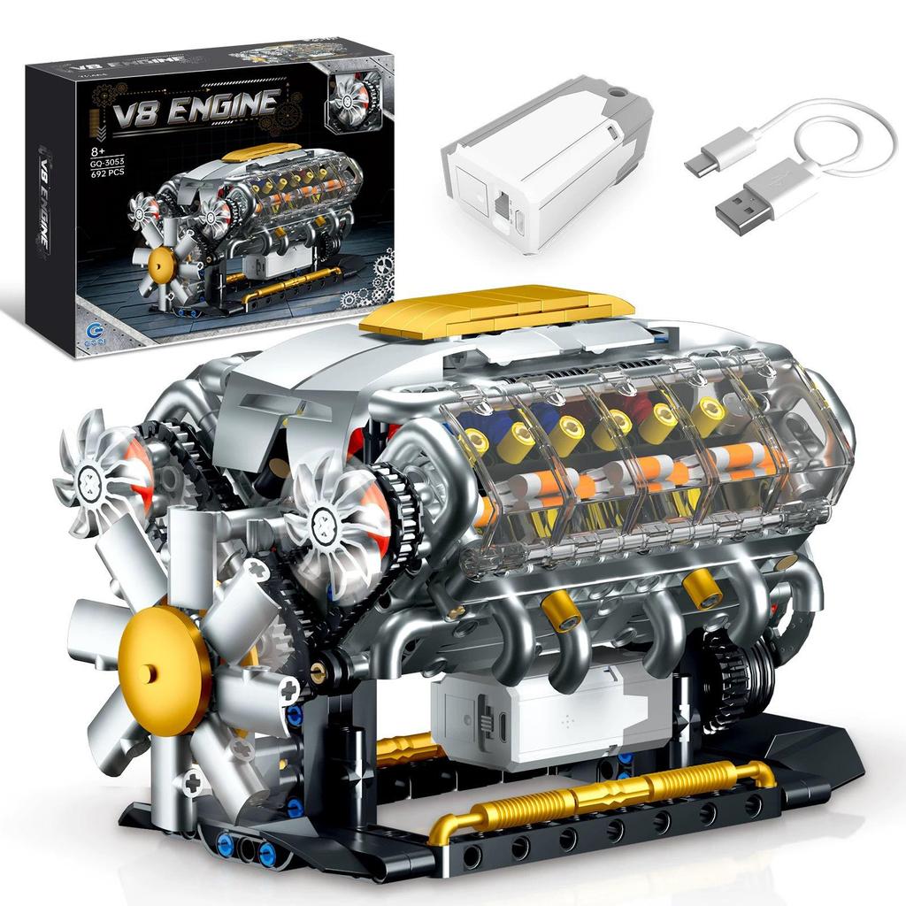 Gaoshan 3053 Электрический турбированный двигатель V8 Совместимые с Lego Игрушечные кубики
