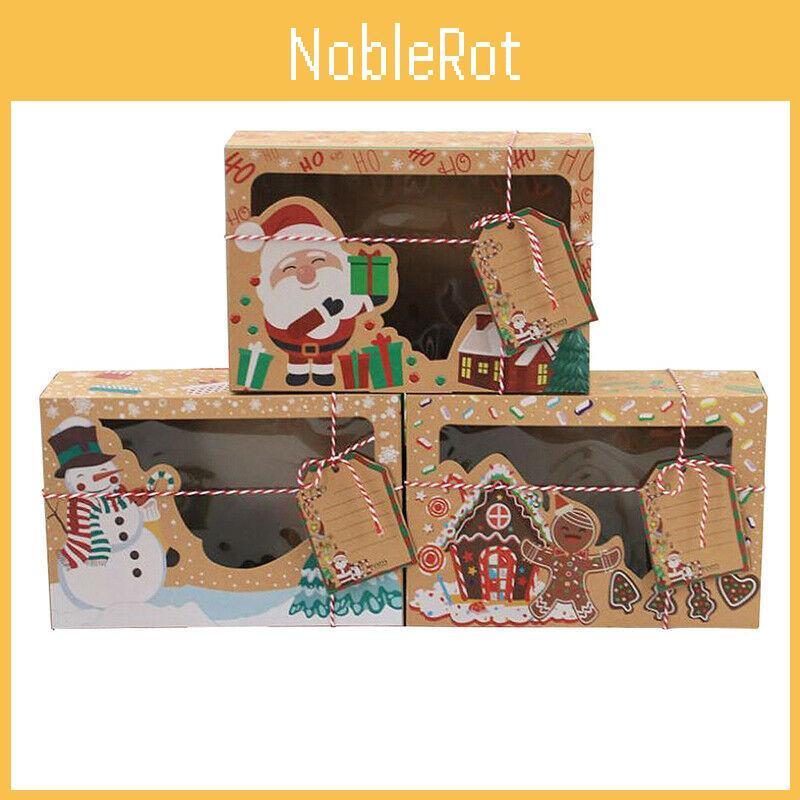 Портативные 12 шт. Крафт-бумажные Рождественские Подарочные Коробки для Конфет, Печенья, Кексов, Тортов с Экологичным Дизайном