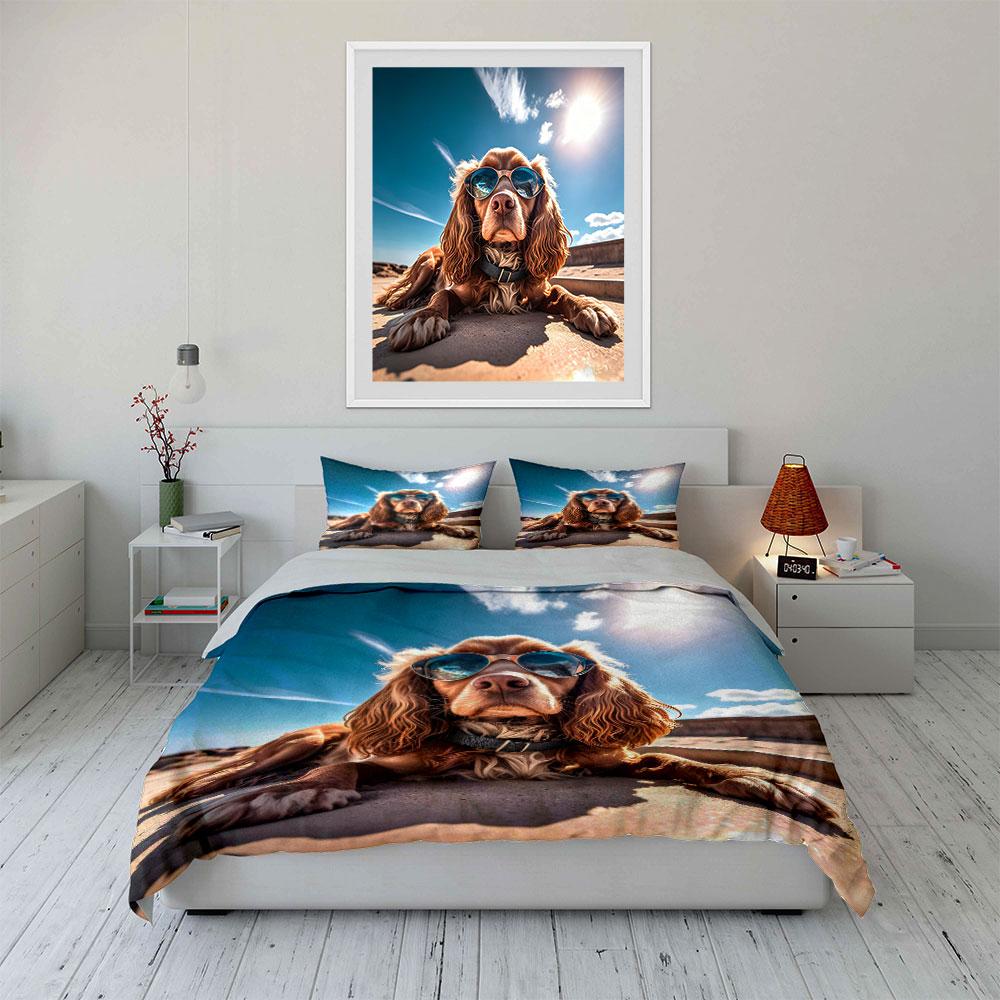 "Stylish Dog Beach Essentials Set"  kid's and adults' bedroom decor, Exquisite three-piece bedding set gift
