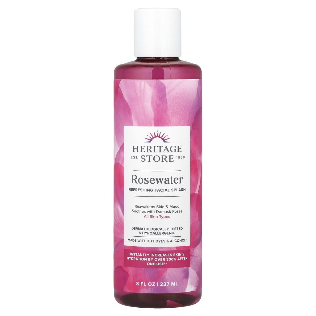 Heritage Store Rosewater, Refreshing Facial Splash, 8 Fl Oz (237 Ml)
