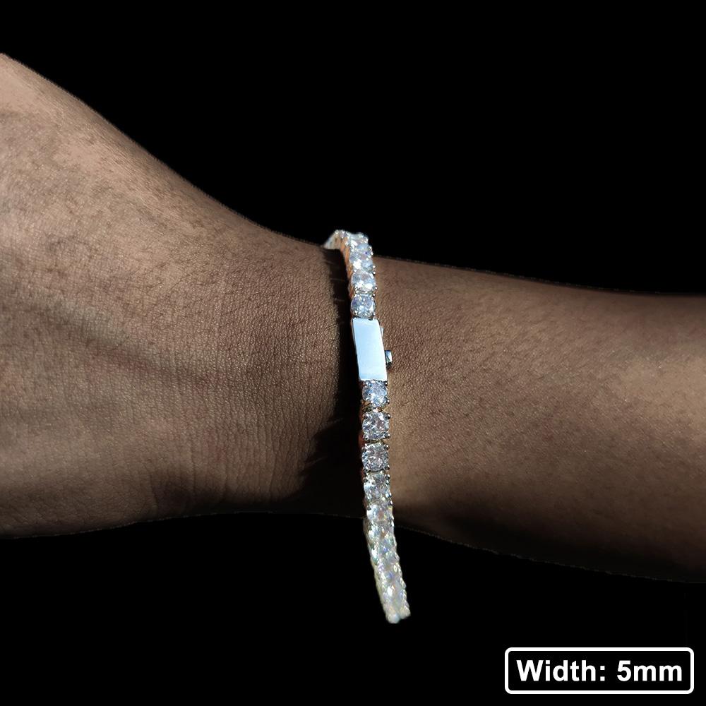 Hip Hop 3-5Mm Cubic Zirconia Tennis Bracelets Iced Out Chain Gemstone Wedding Bracelet for Women Men Argenteous Luxury Jewelry
