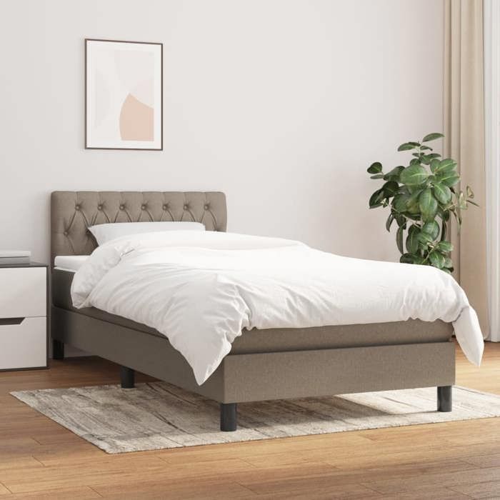 Maison Exclusive - Sommier à lattes de lit avec matelas Taupe 90x200 cm Tissu