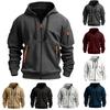 Мужская спортивная повседневная толстовка с капюшоном, кардиган с капюшоном на молнии, многокарманное пальто с капюшоном