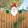 Christmas Fence Ornaments Wooden Peeking Santa Yard Decor Weatherproof Indoor Outdoor Decoration for Lawn Garden Fence