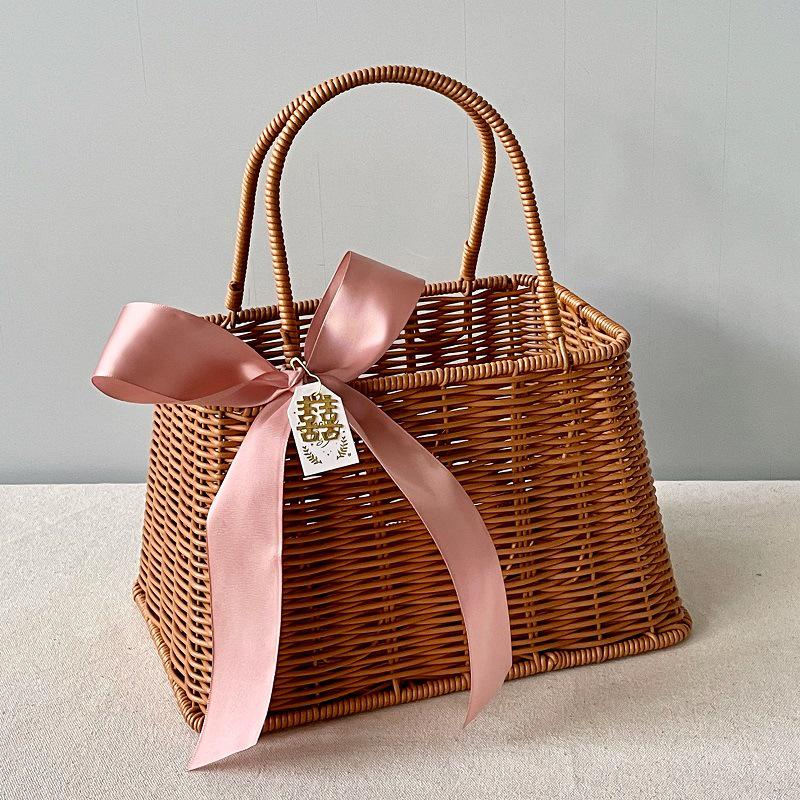 Подарочная корзина из ротанга ручной работы: Плетеный держатель для пикника и свадьбы