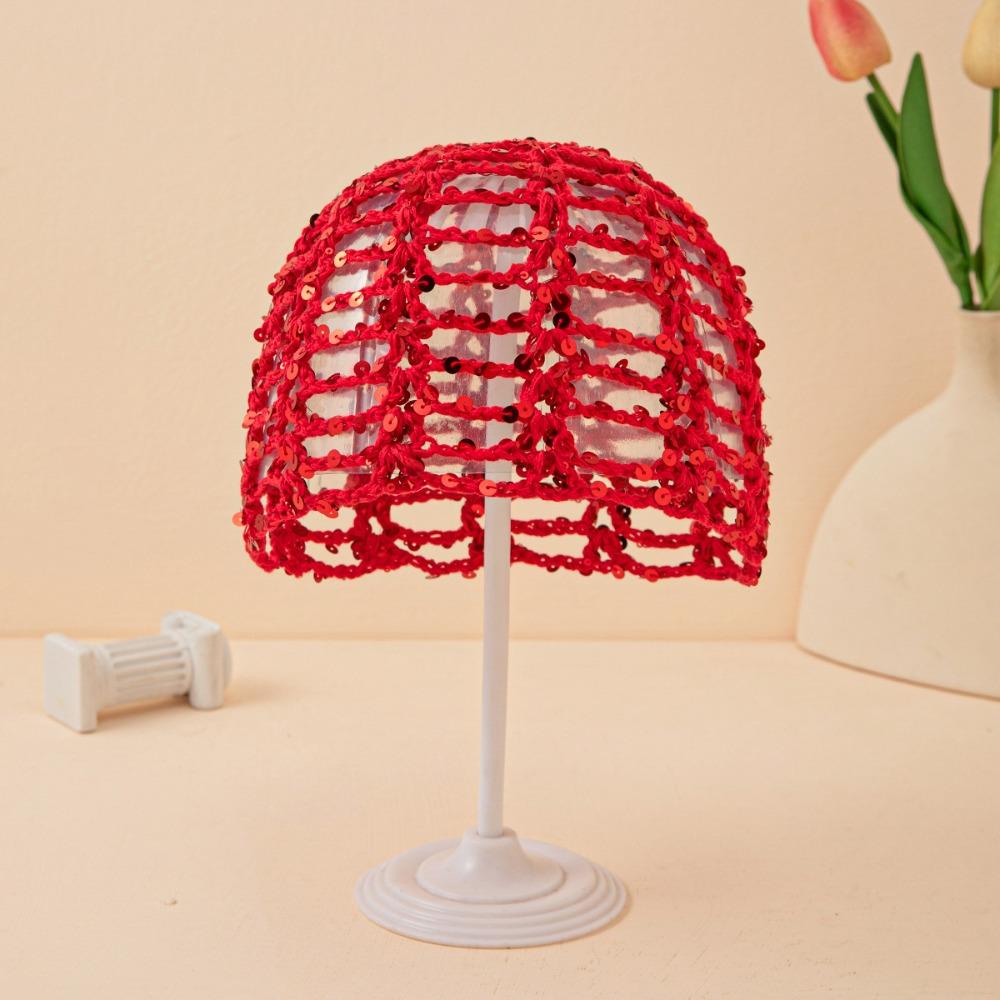 Thin Crochet Sequined Hat Elegant Bohemian Style Beanies Casual Weave Cap  Apparel Accessories