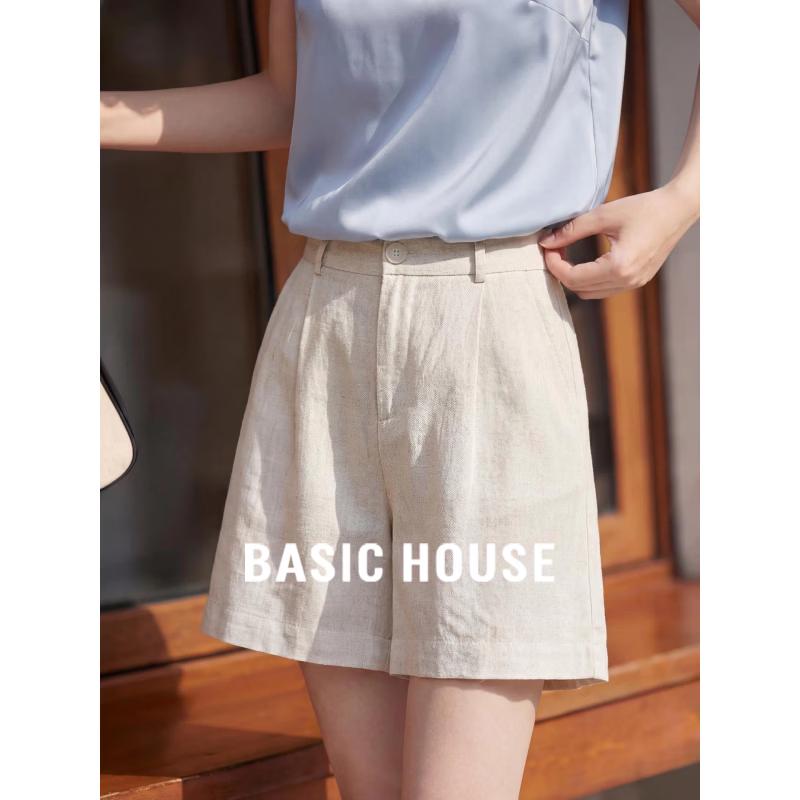 Basic House Женские шорты с широкими штанинами из 100% льна, дышащие