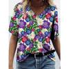 3D Digital Printed Casual Loose Floral V-neck Short Sleeved T-shirt for Women T-Shirts (women’s)
