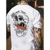 Summer Men's 100%  Cotton Casual Loose Plus Size Personalized Skull Pattern Printed Round Neck Short Sleeved T-shirt Top