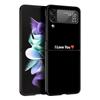 I Love you Pink Heart Phone Case For Samsung Galaxy Z Flip3 Flip4 Flip5 PC Bumper Shell For Z Flip 3 4 5 Hard Folding Back Cover