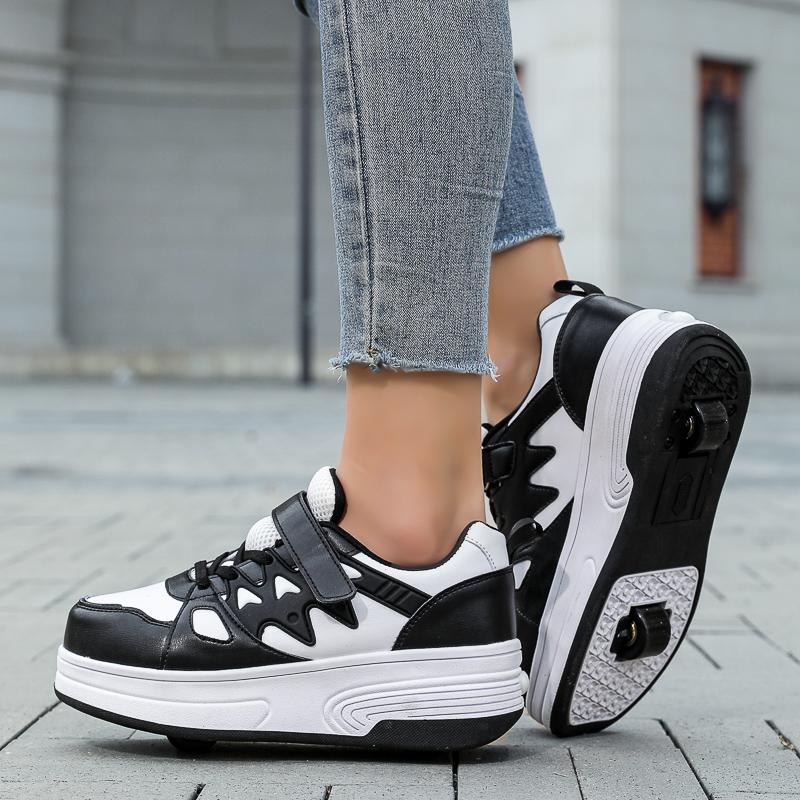 Деформируемая обувь для детей/подростков, для мальчиков и девочек, двухколесные роликовые коньки двойного назначения, двухрядные роликовые коньки