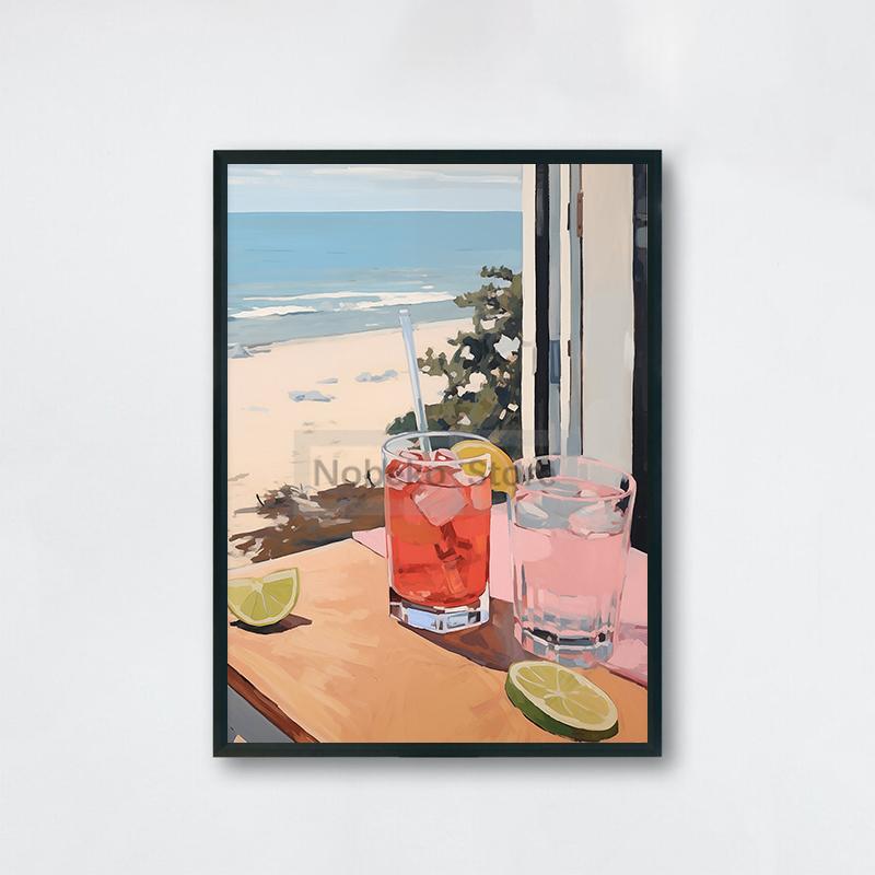 Винтажный коктейль 70-х годов Плакат Negroni Aperol Spritz Печать на холсте Картина Girly Pink Wall Art Pictures Home Room Bar Cart Decor