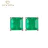 Square Stud Earrings Earrings For Women Real 925 Sterling Silver Green Gemstone Ear Stud Fashion Gifts Fine Jewelry