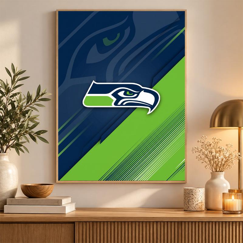Seattle Seahawks Diamond Painting Kit 5D Full Drill DIY Diamond Mosaic Wall Art Home Decor